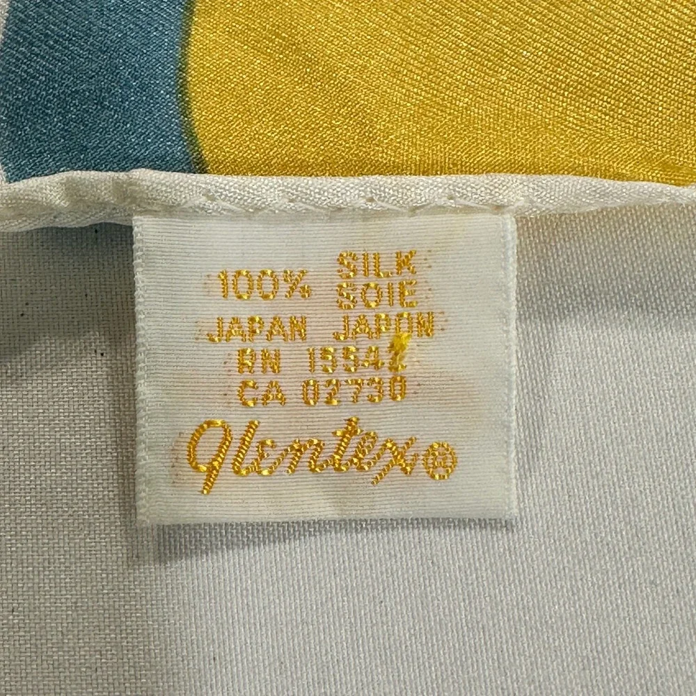 Glentex Vintage Silk Scarf Oblong Striped Grid Multi-Color Made in Japan 44x12